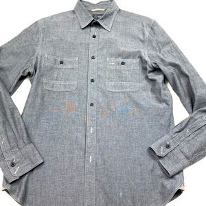 Wallin & Bros Gray Oxford Button Front Shirt Size Medium